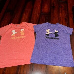 Lot of 2 Youth size Large (14) Under Armour dri fit short sleeve T-Shirts
